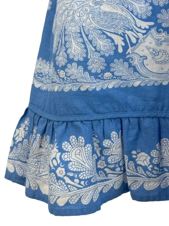 VTG Free People Crystallized Linen Crochet Lace Yoke Paisley Mini Shift Dress 10 - Picture 5 of 16